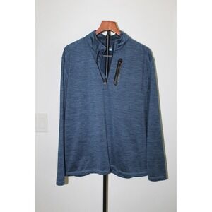 PGA Tour Men's Blue Heathered Quarter Zip Pullover Chest Pocket Size Large
